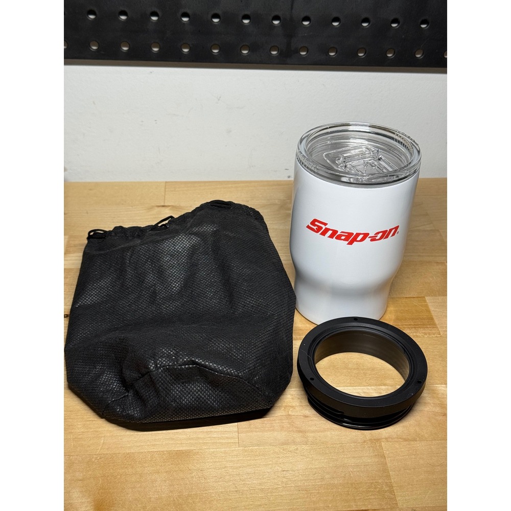 Snap-on White Stainless Steel Insulated Tumbler Travel Mug with Lid and Bag